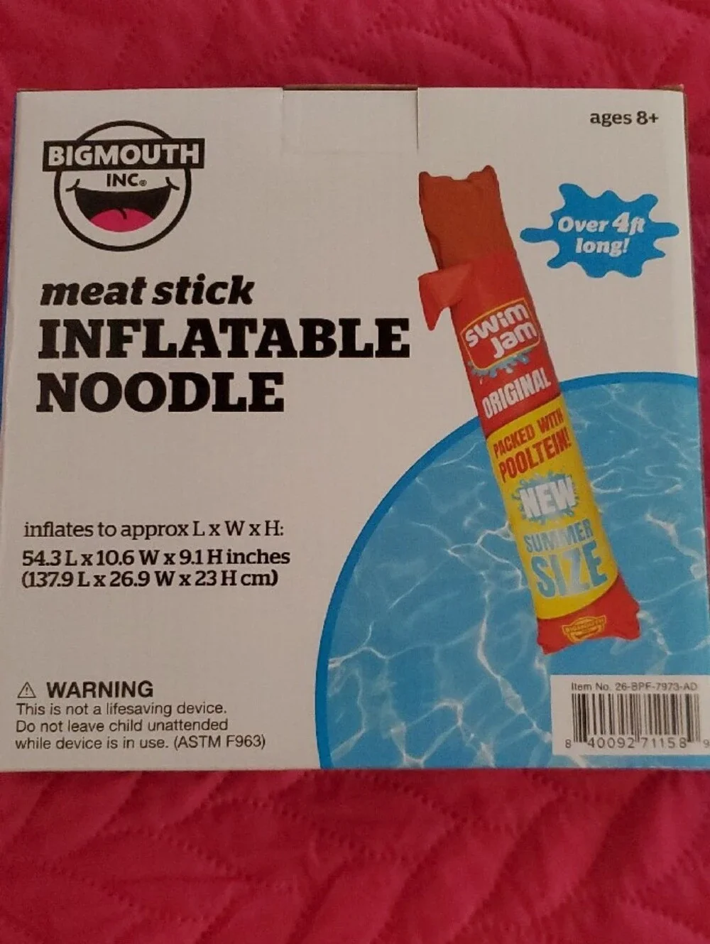 BigMouth Pink Inflatable Meat Stick Pool Noodle